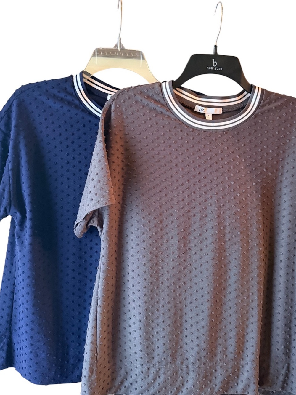 Set of two DR2 Gray and Navy Textured shirts with Striped Collar